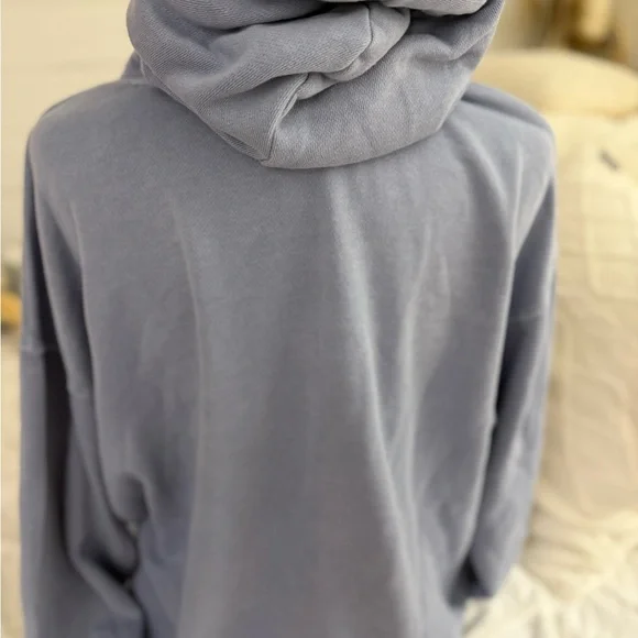 Aerie Blue Hoodie with Cream Drawstrings - Picture 9 of 10